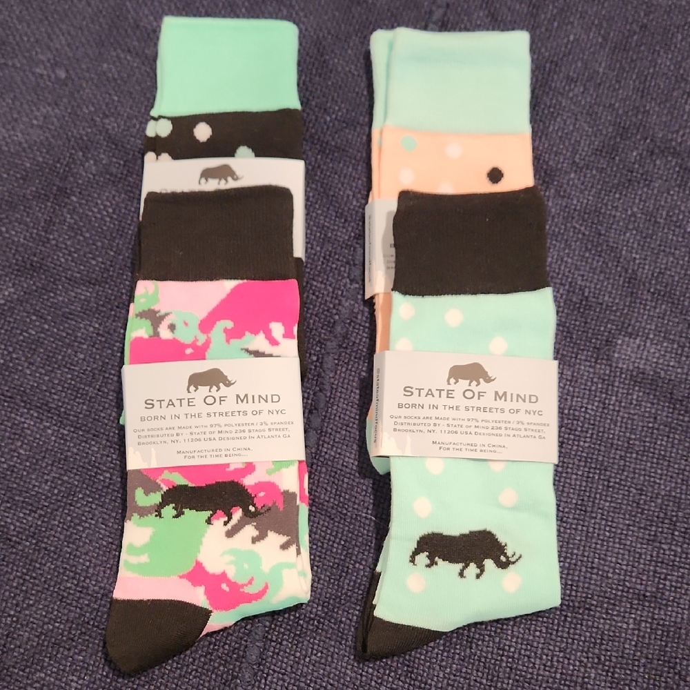 State of Mind Men's Socks - Mint, Pink, and Peach - 4 Pairs